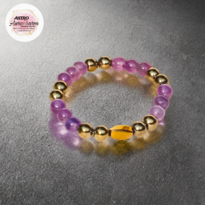 Abhimantrit Abundance Growth & Protection Combo Amethyst Golden Pyrite Bracelet with Aura Booster